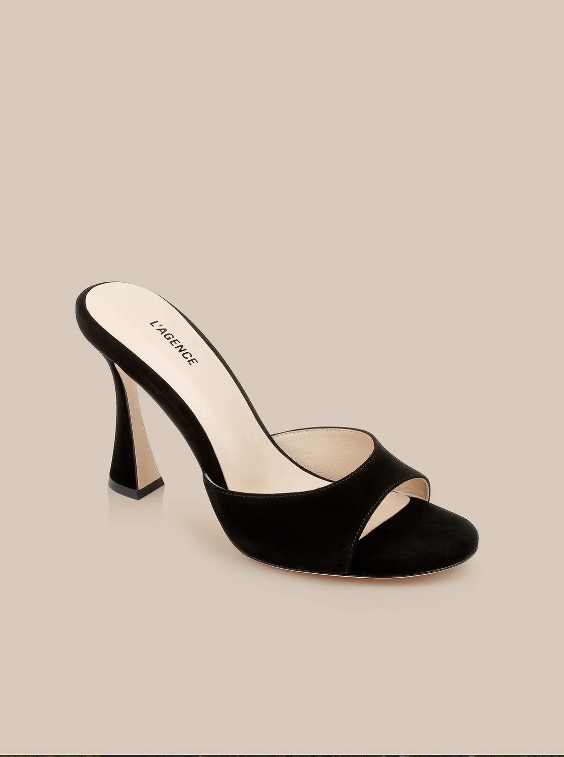 AVERY SUEDE OPEN-TOE HEEL, Color: BLACK SUEDE, SIZE: 6