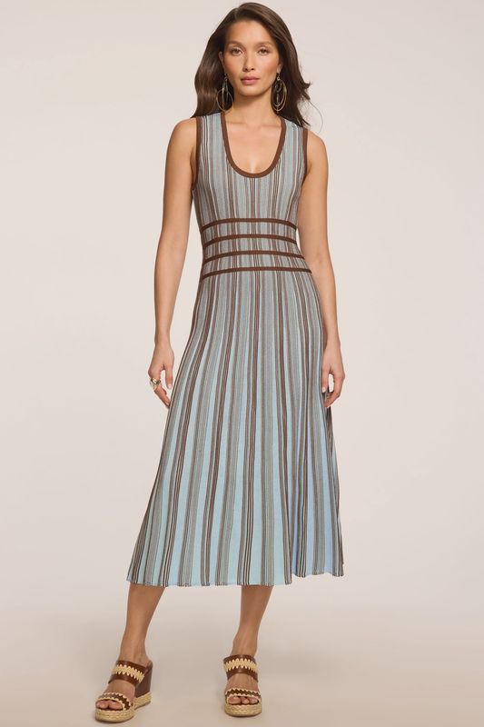 ARLETTE STRIPED KNIT MIDI DRESS