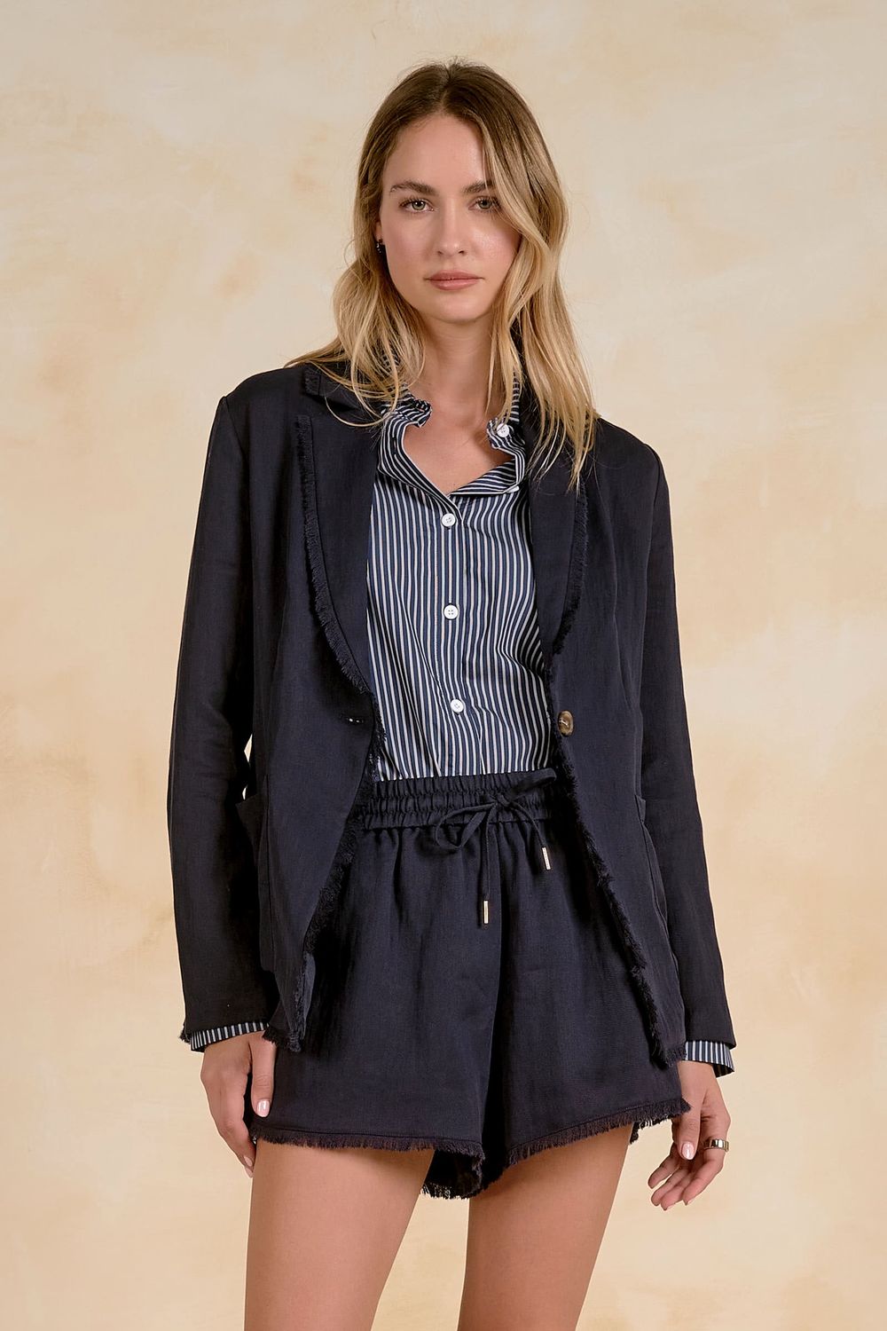 7 BLAZER, Color: NAVY, SIZE: XS