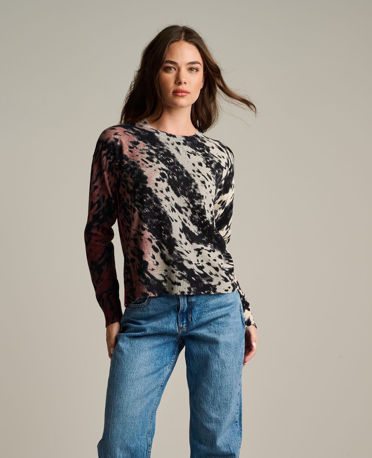RUNNING WILD SWEATER, Color: CHOCOLATE/FEATHER, SIZE: XS