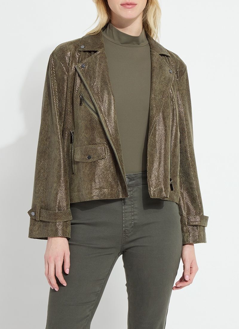 EMORY VEGAN SUEDE MOTO JACKET, Color: WOODLAND, SIZE: XS