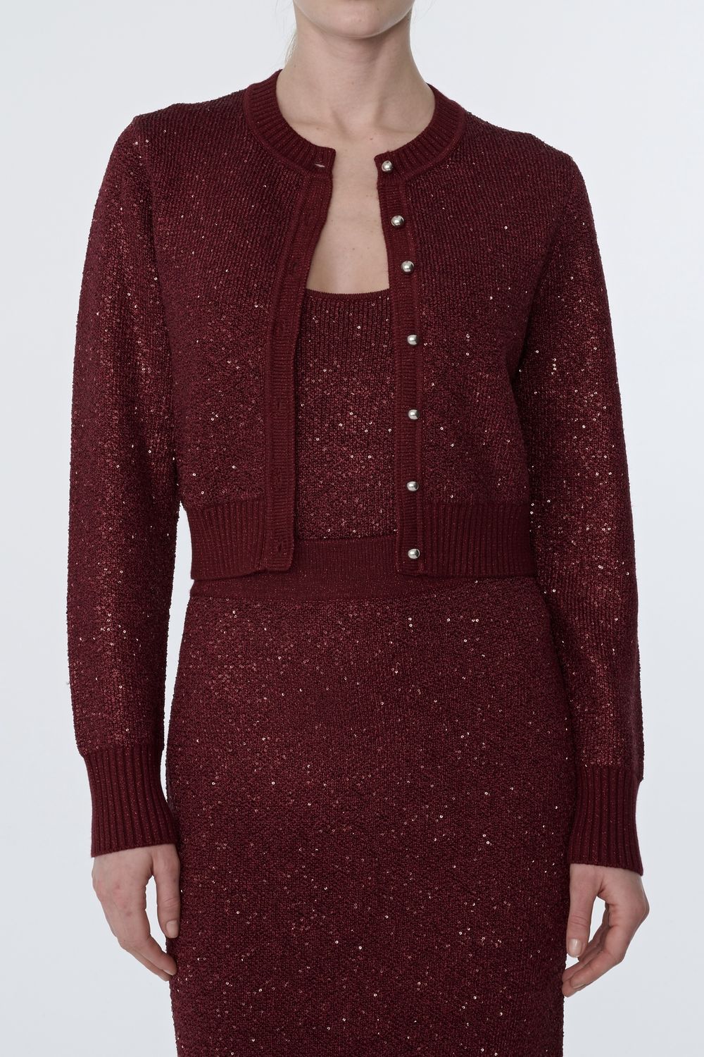MOLLIE CLASSIC CARDIGAN, Color: OXBLOOD, SIZE: XS