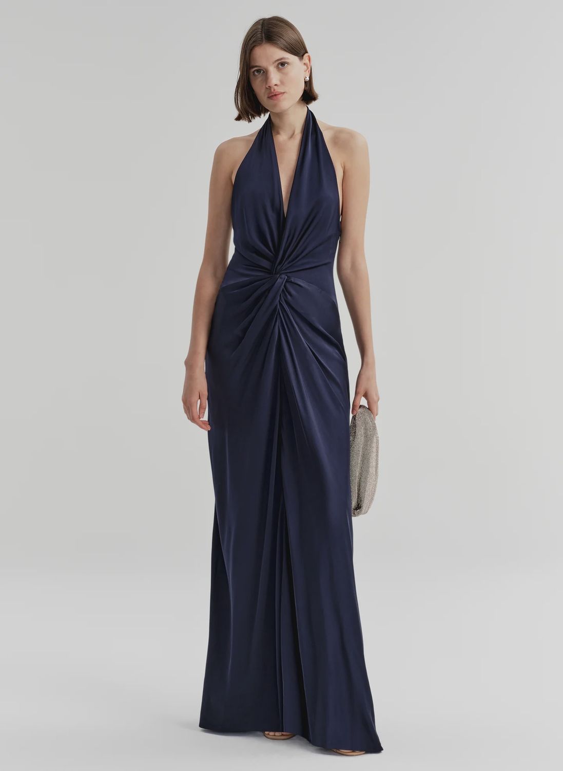 MABEL SATIN GOWN, Color: DARK SAPPHIRE, SIZE: 0