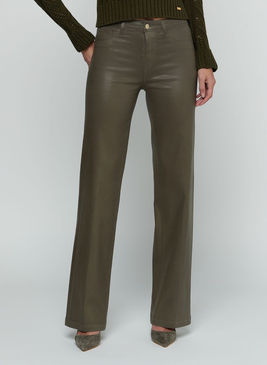 SCOTTIE H/R WIDE LEG, Color: ASH OLIVE COATED, SIZE: 24