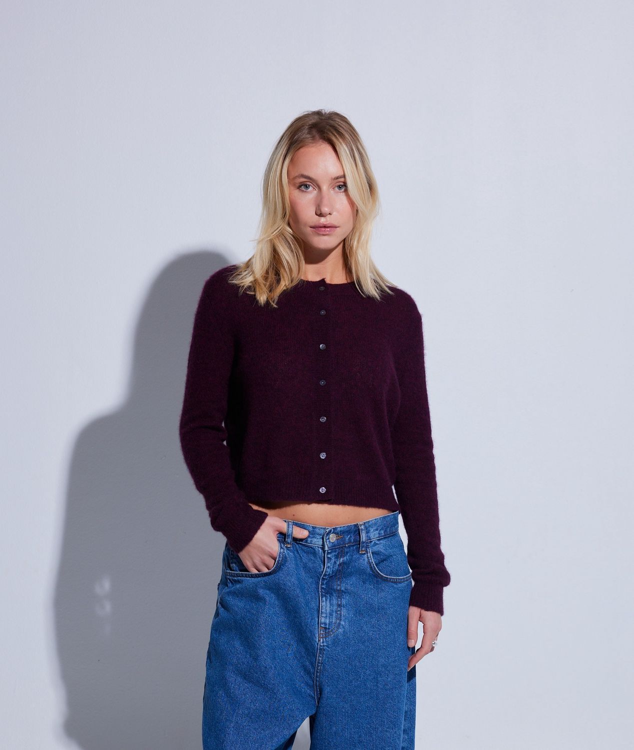 AMARA MALOU CARDI, Color: SHIRAZ, SIZE: XS