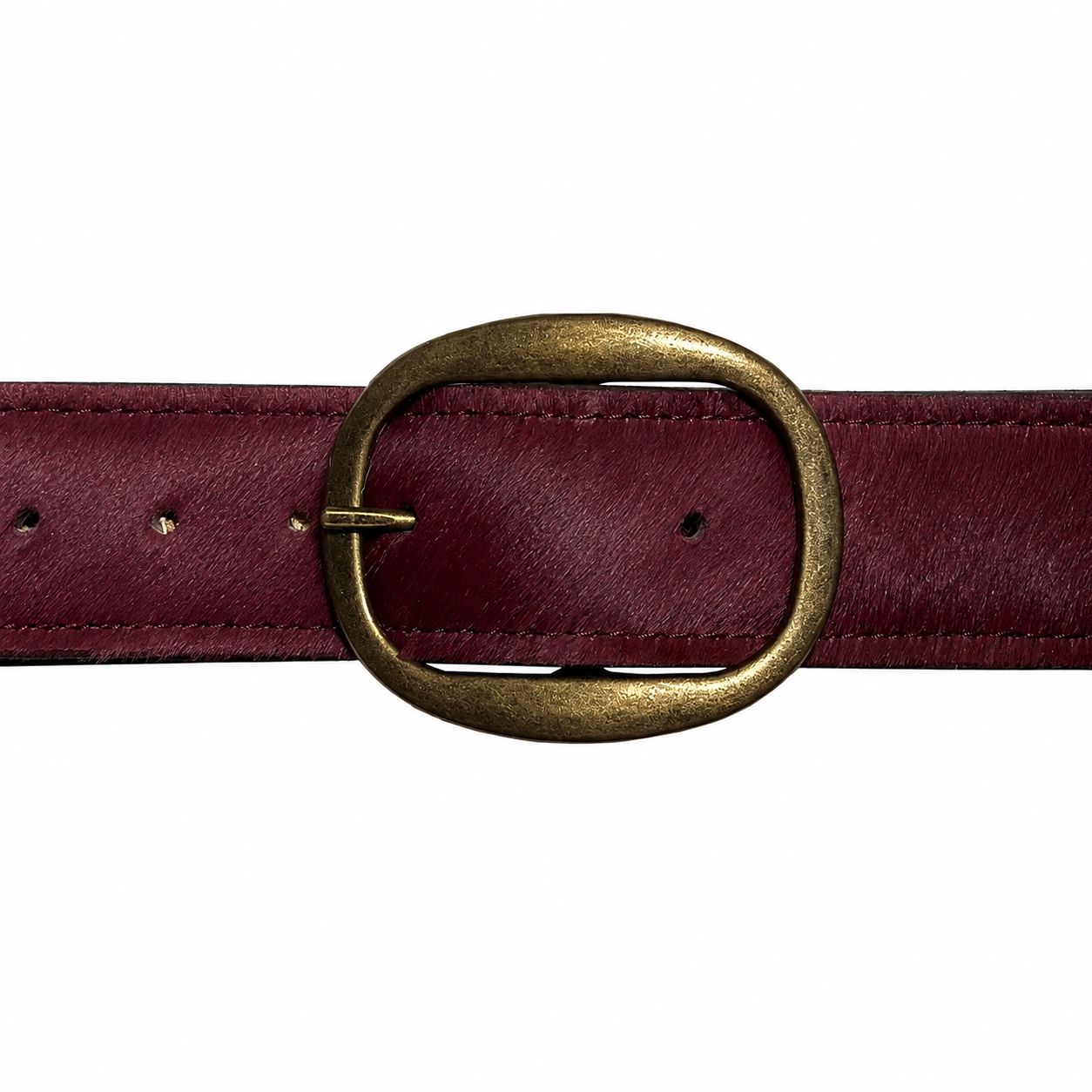 PONY HIDE HEIRLOOM BASIC BELT, Color: BURGUNDY, SIZE: XS