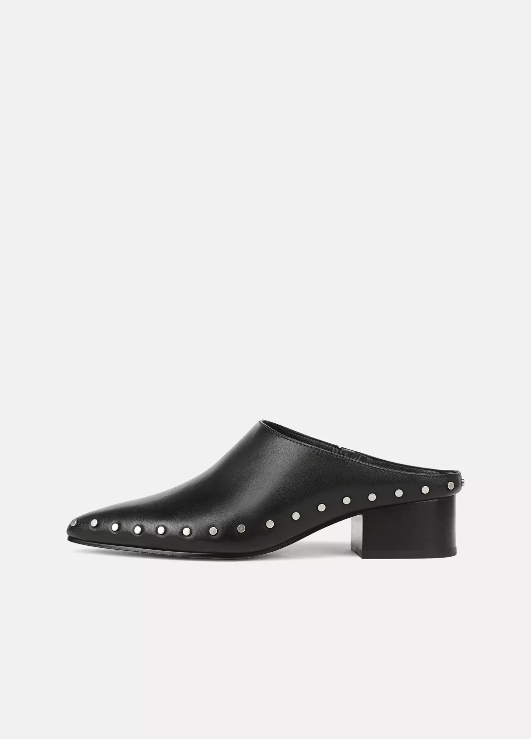 AUGUST STUDDED LEATHER MULE, Color: BLACK, SIZE: 6