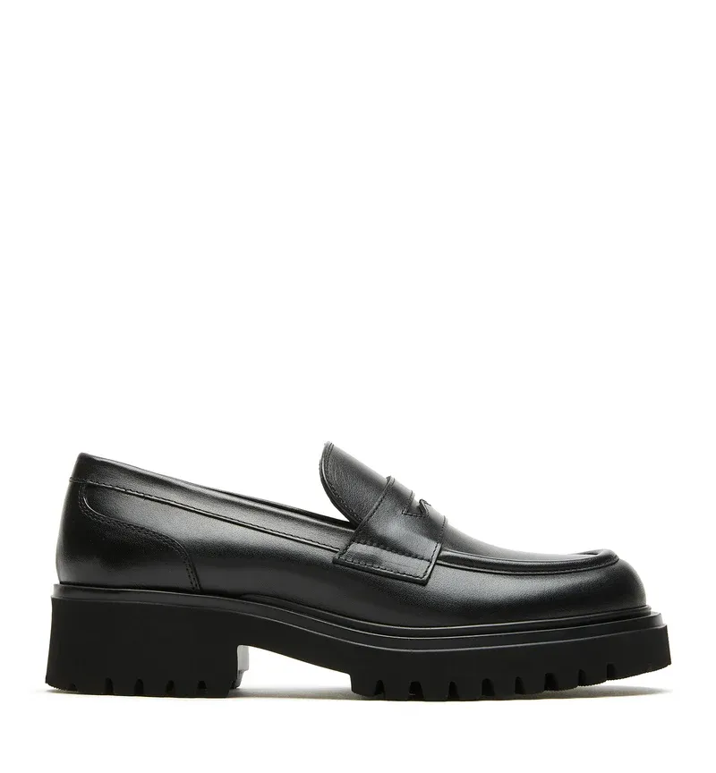 KARMIC LEATHER LOAFER, Color: BLACK, SIZE: 6