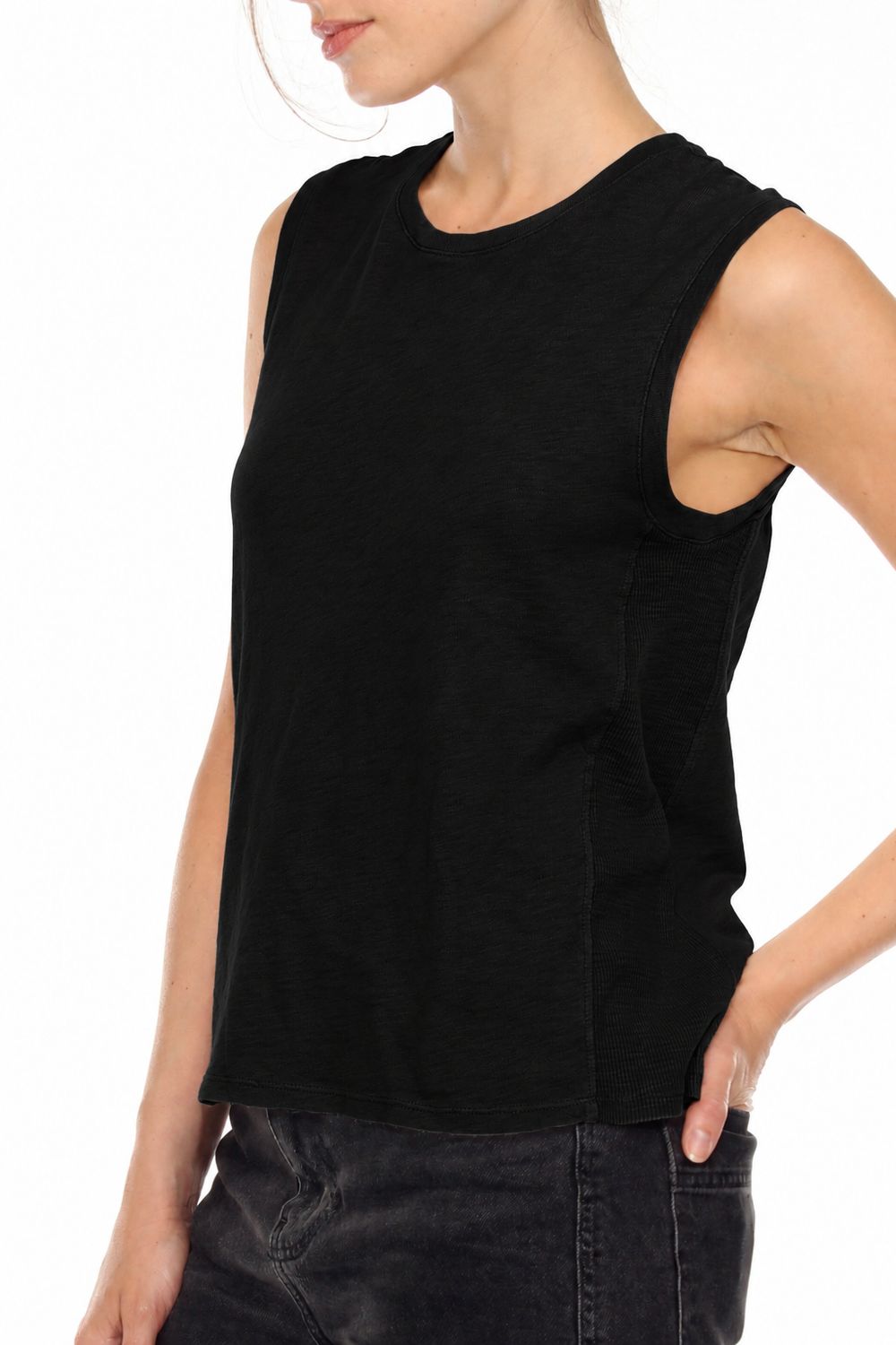 ASA SHELL TANK, Color: JET BLACK, SIZE: XS