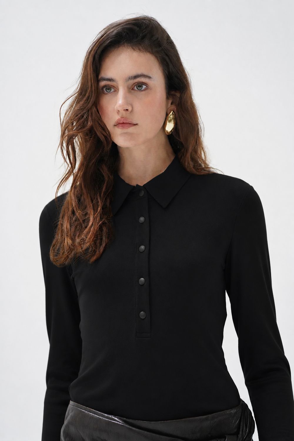 KYLEE SNAP LONG SLEEVE, Color: BLACK, SIZE: S
