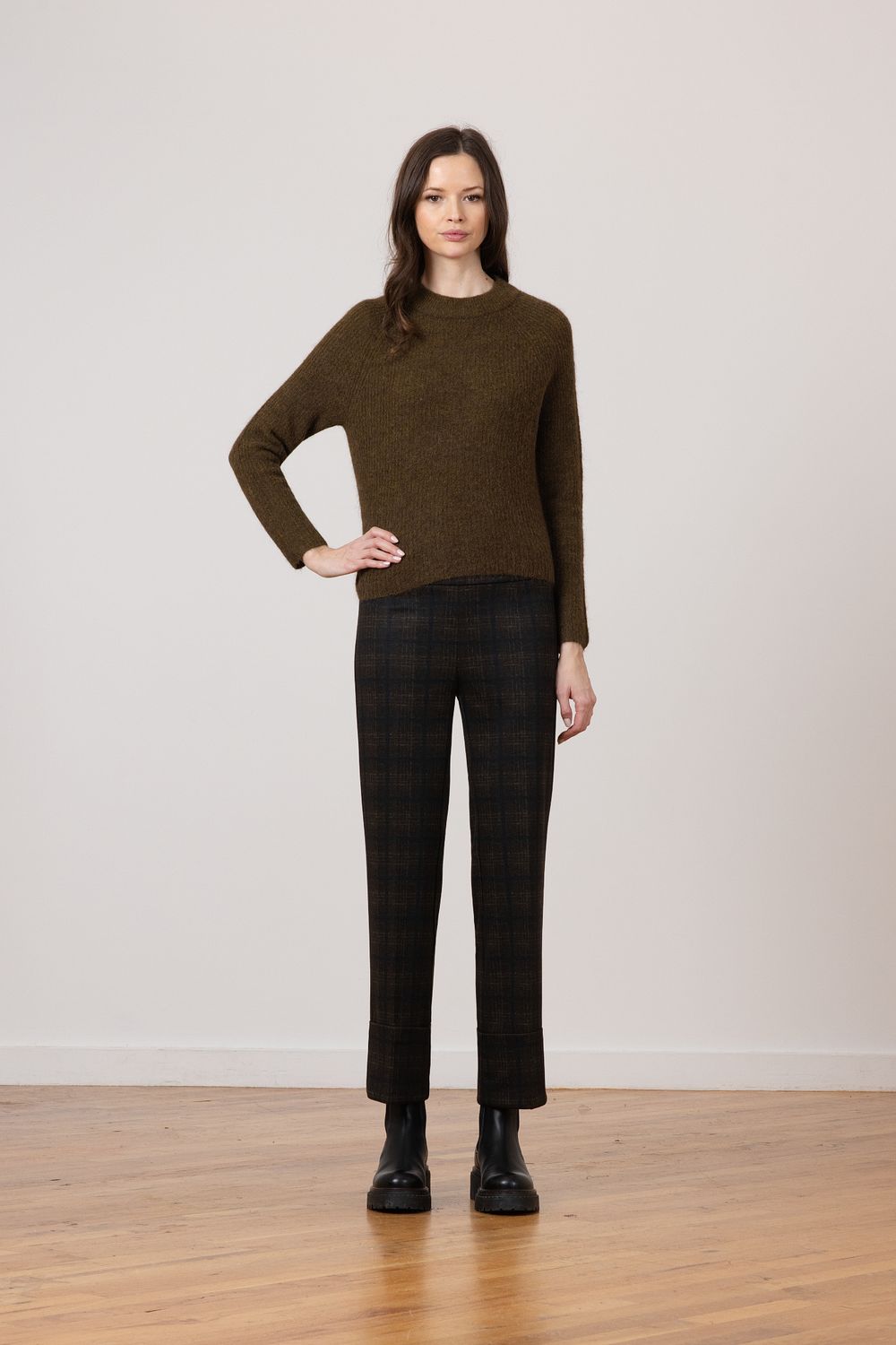 BONNIE PANT, Color: TOBACCO PLAID, SIZE: 0