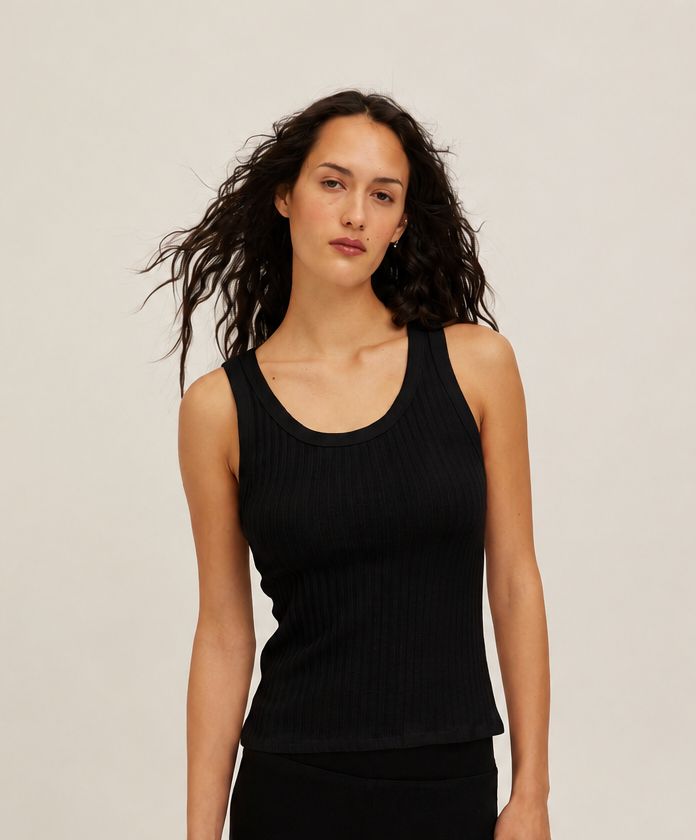 COOPER SWEATER RIB TANK, Color: BLACK, SIZE: XS