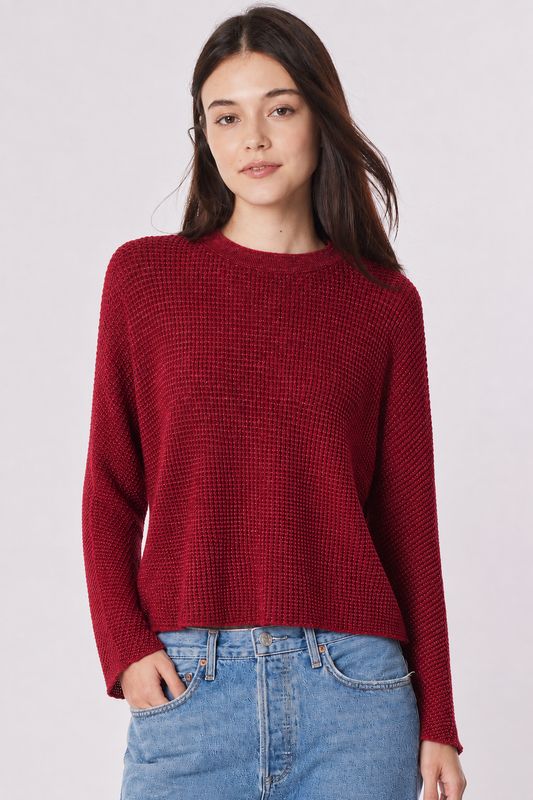 LUSH WAFFLE KNIT CREW L/S DOLMAN