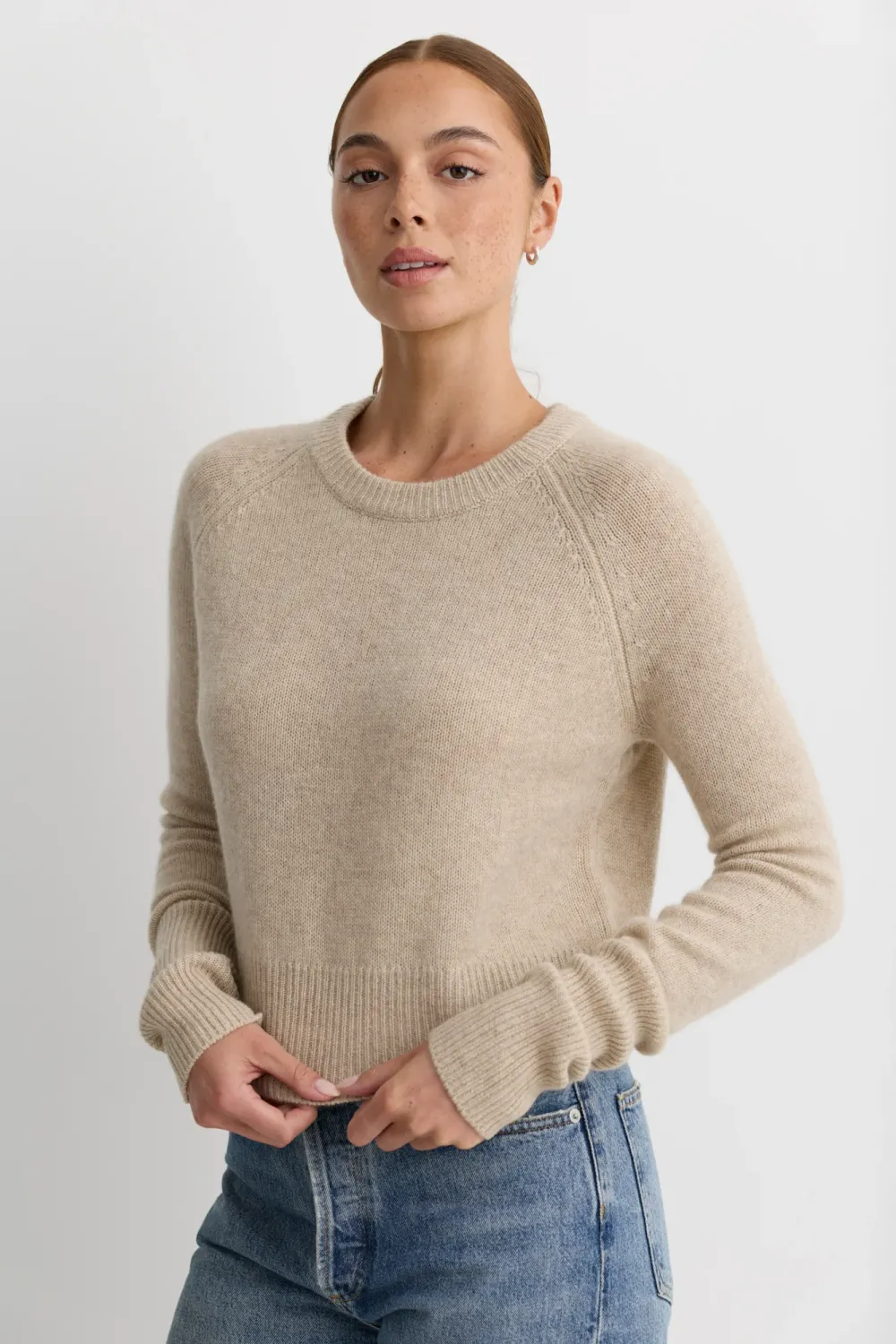 BLAKELY CASHMERE PULLOVER, Color: OATMEAL, SIZE: XS