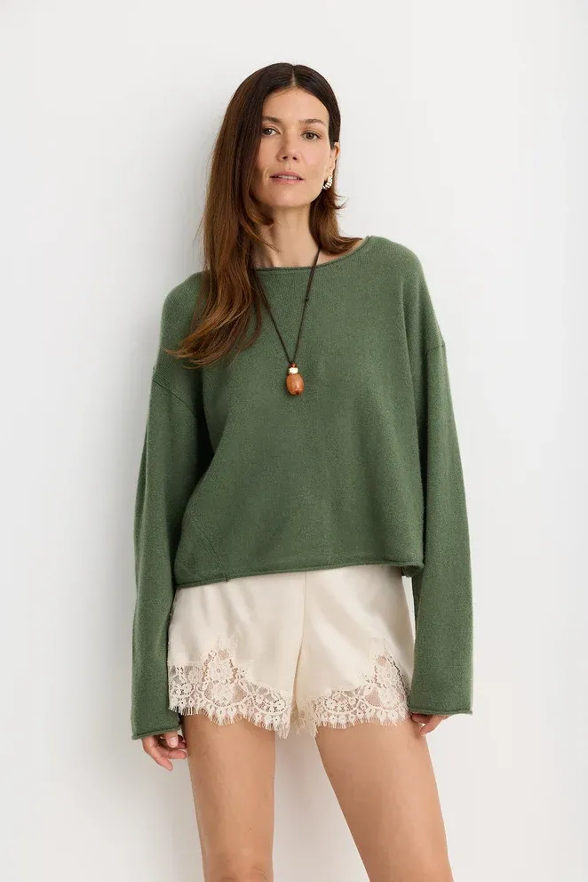 ISOLA CASHMERE PULLOVER, Color: THYME, SIZE: XS