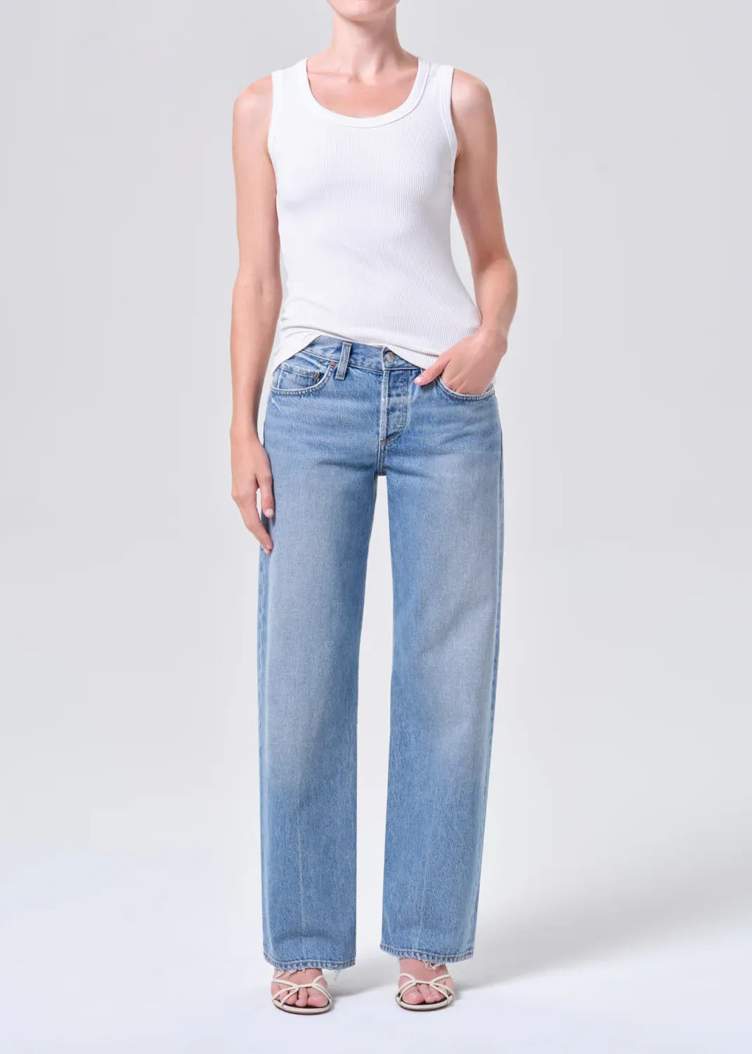 LOW RISE LOOSE IN VAULT, Color: MED INDIGO, SIZE: 24