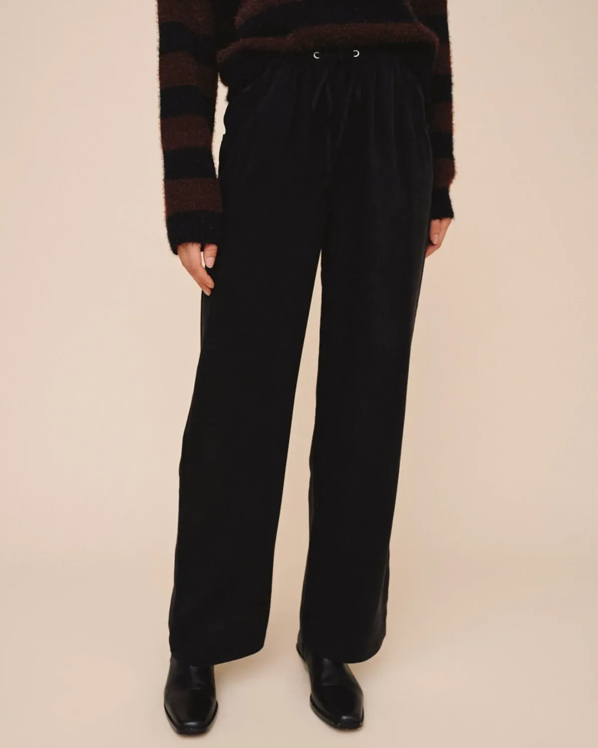 DRAWSTRING JEAN, Color: VINTAGE BLACK, SIZE: XS