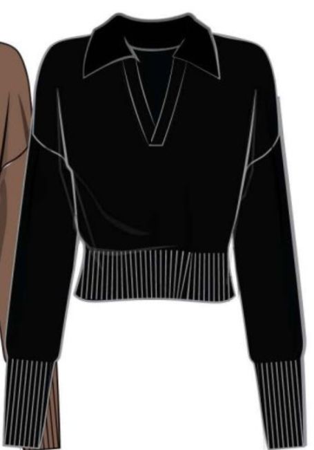 KERI JOHNNY COLLAR PULLOVER, Color: BLACK, SIZE: XS