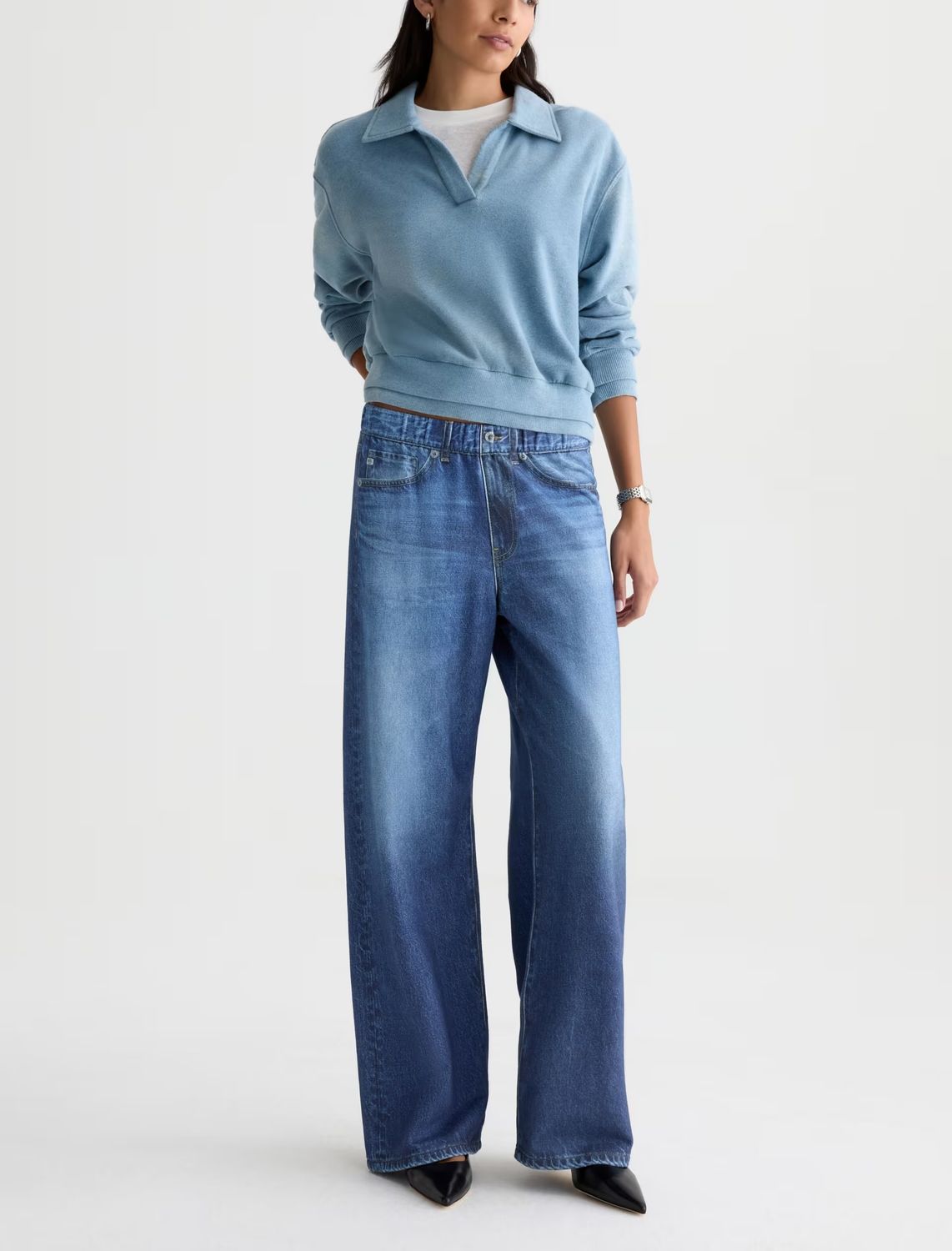 ADRIA OFF-DUTY DENIM SWEATPANT, Color: AFTER HOURS, SIZE: XS