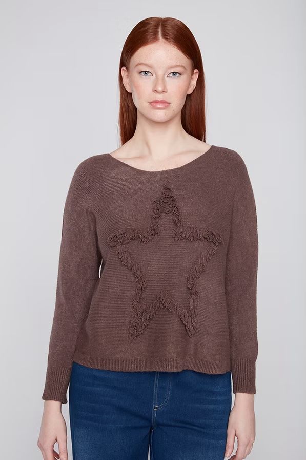 STAR SWEATER, Color: CHOCOLATE, SIZE: S