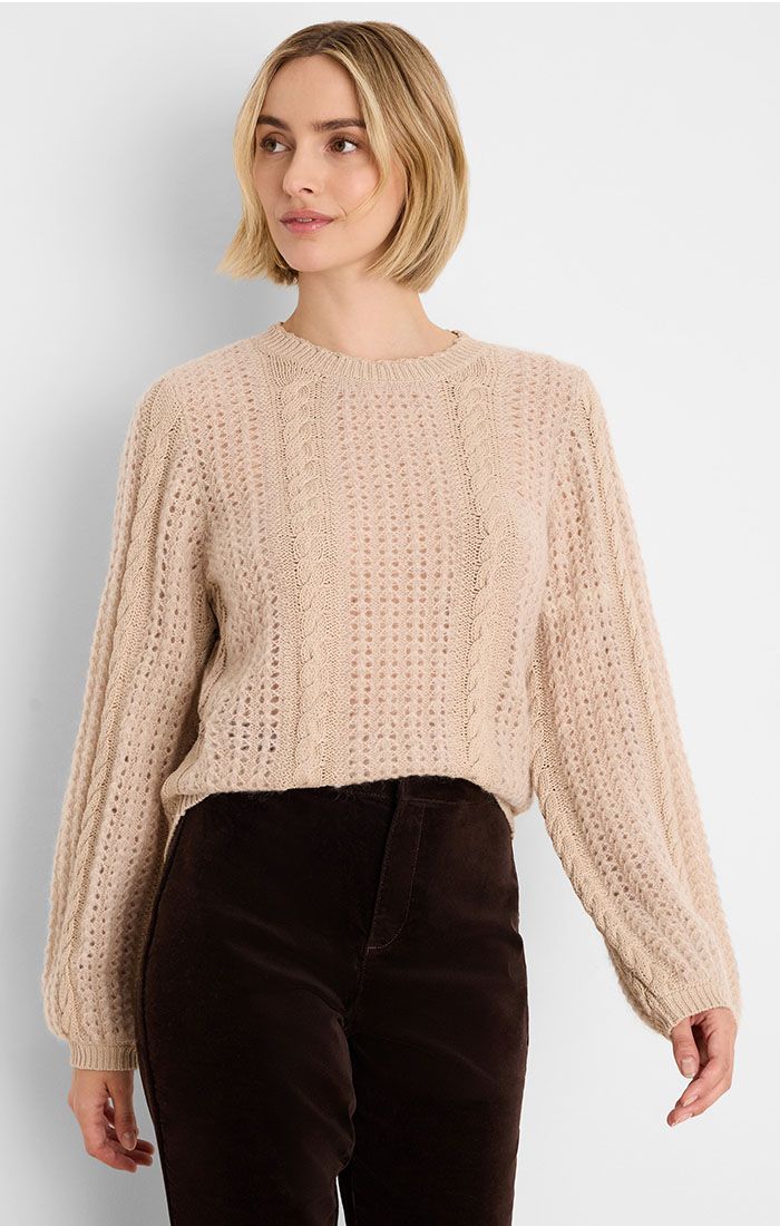 PUFF MIX SWEATER, Color: CHINCHILLA, SIZE: XS