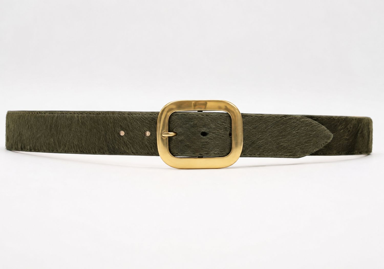 BRUSHED GOLD BUCKLE, Color: OLIVE, SIZE: XS