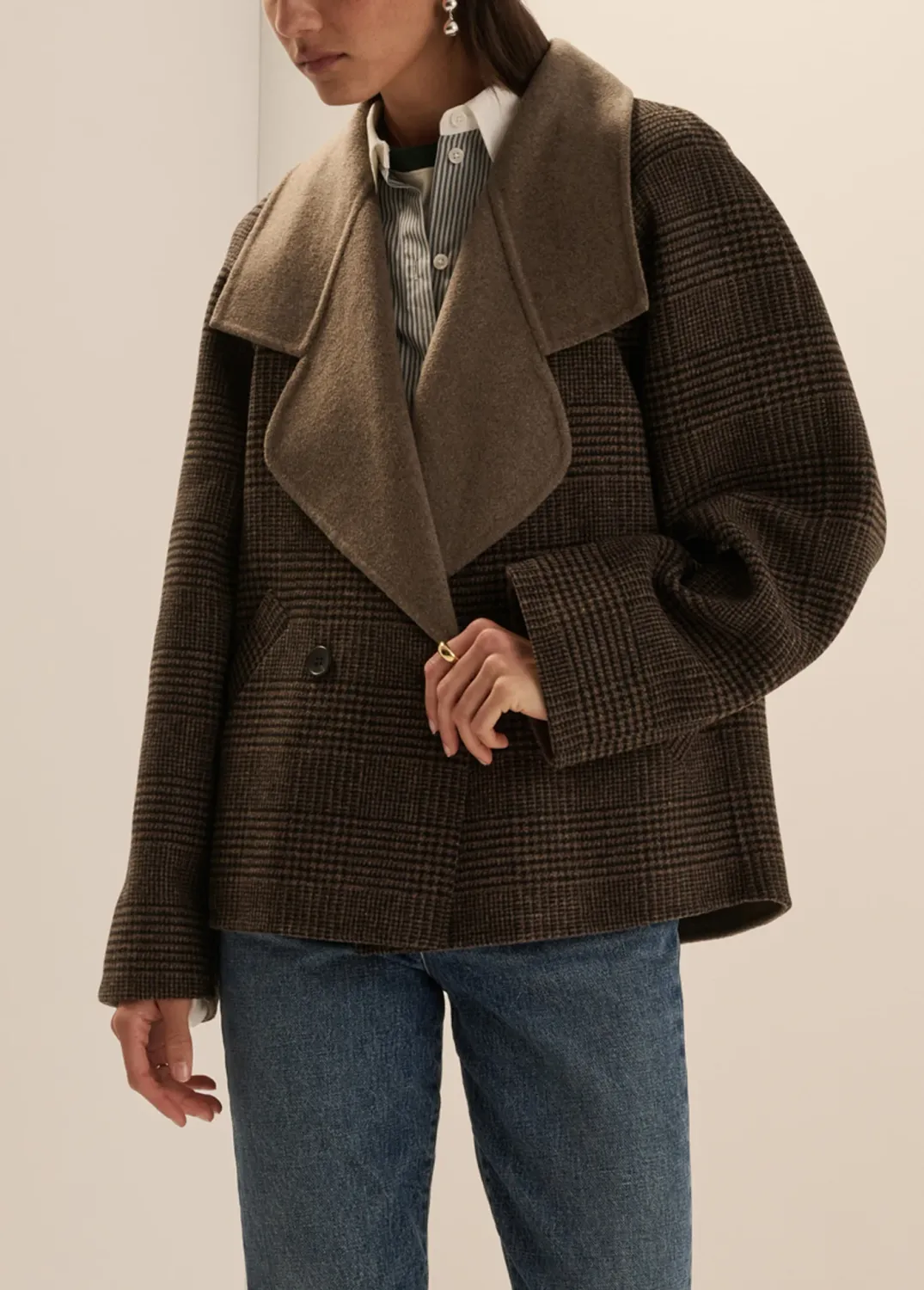 THE CAMERON COAT, Color: GANACHE HOUNDSTOOTH, SIZE: XS