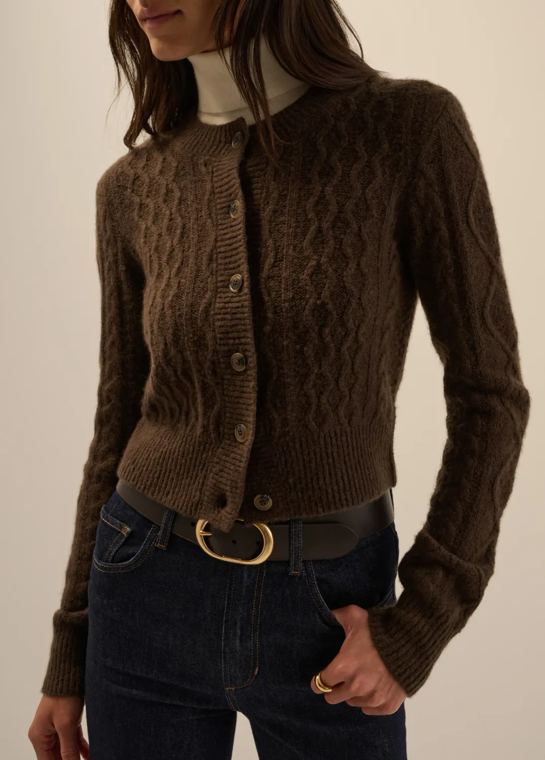 THE ELEANOR CARDIGAN, Color: GANACHE, SIZE: XS