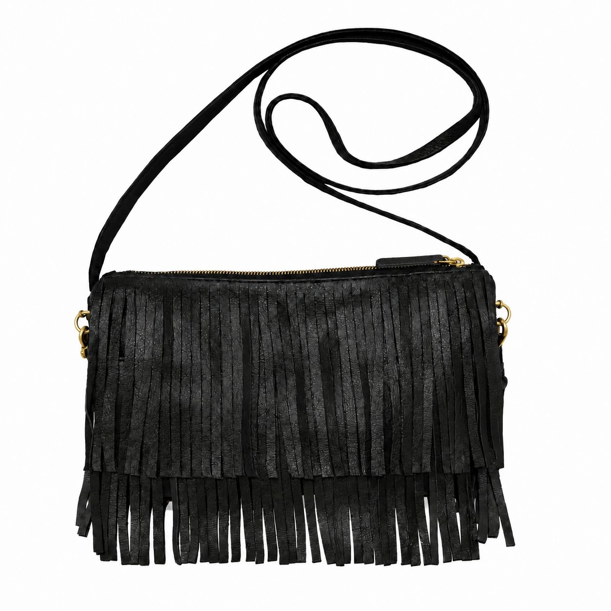 FRINGE BAG, Color: BLACK MATTE, SIZE: OS