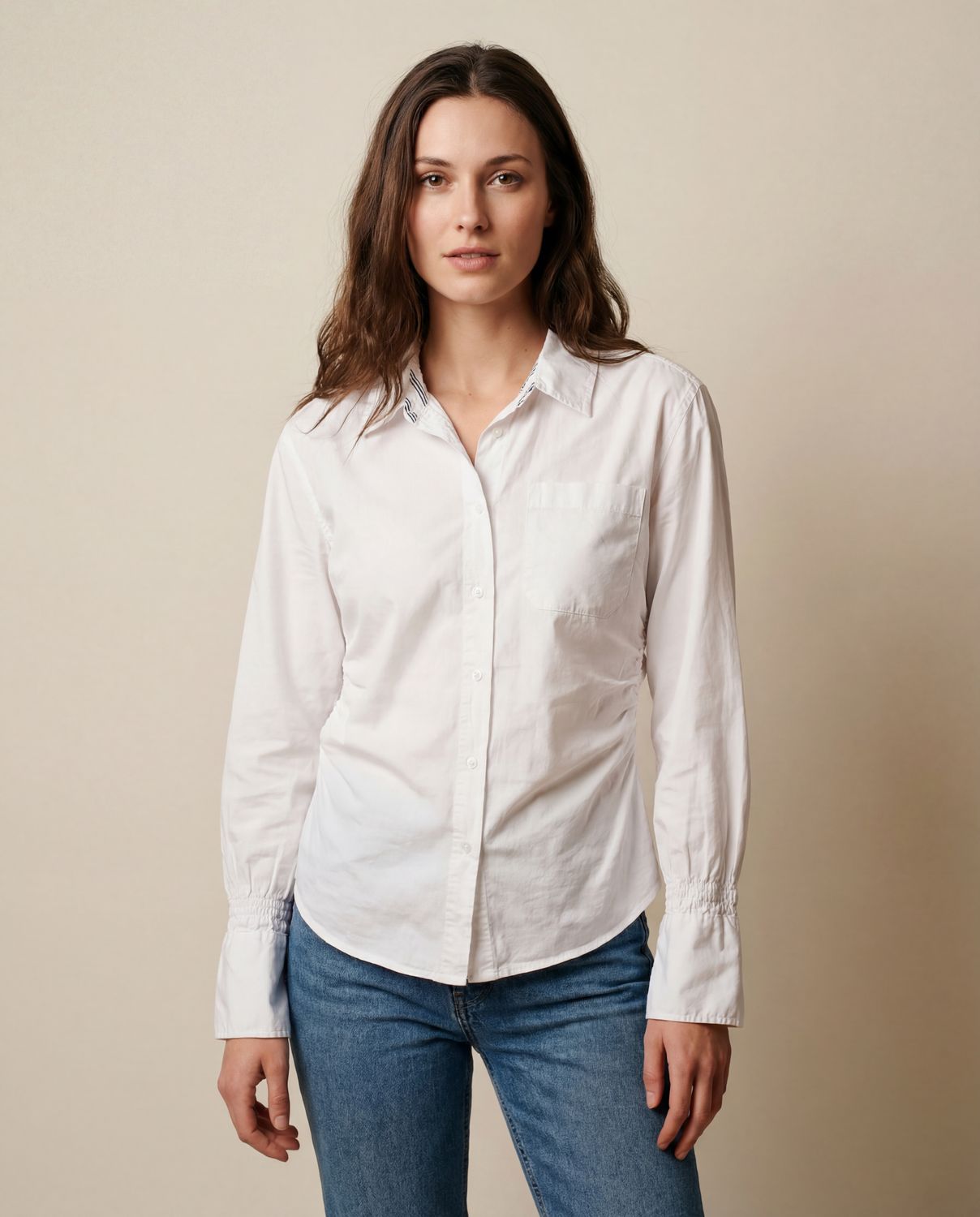 POPLIN SATEEN MIA SHIRT, Color: WHITE, SIZE: XS