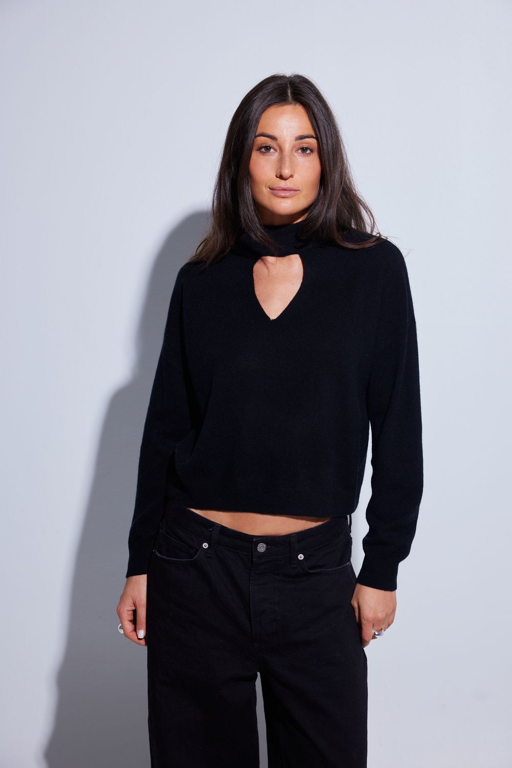 ISOLA CHUNKY MOCK NECK, Color: BLACK, SIZE: XS