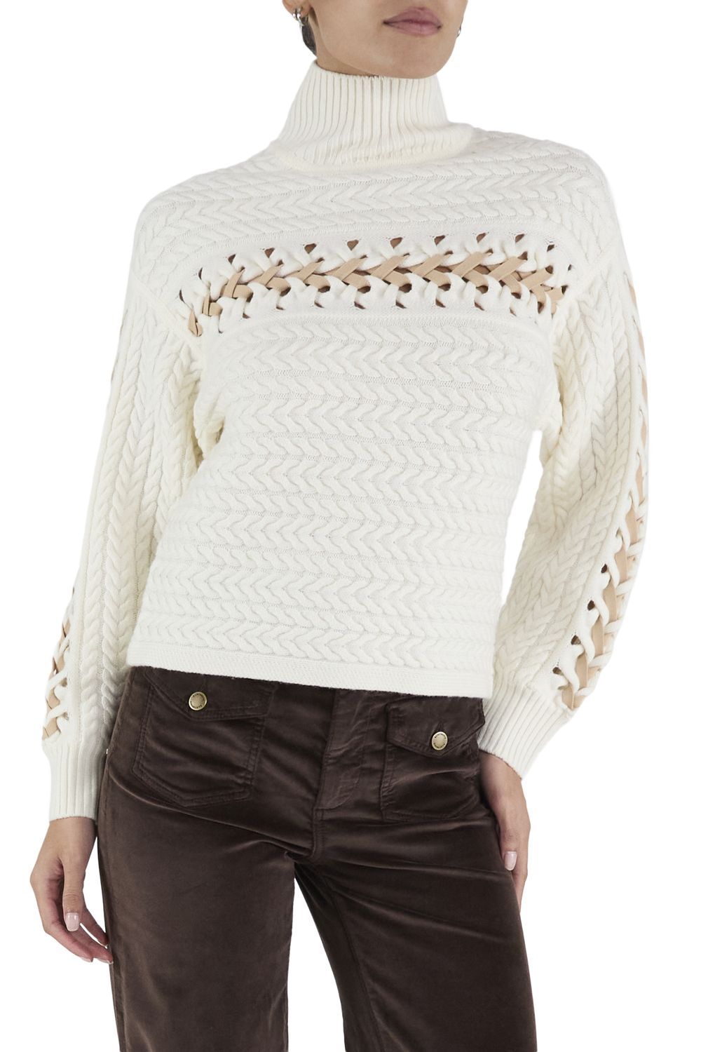 NINA SWEATER, Color: IVORY CABLE, SIZE: XS