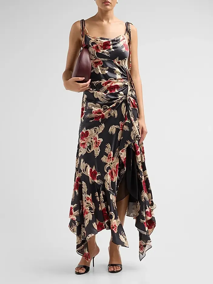 WILTED POPPY AMBROISINE DRESS, Color: OBSIDIAN MULTI, SIZE: 2