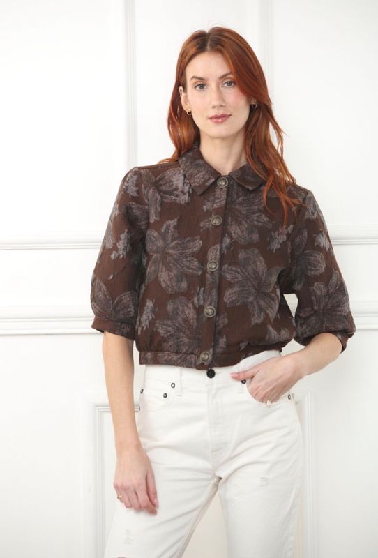 JACQUARD ELBOW LENGTH JACKET