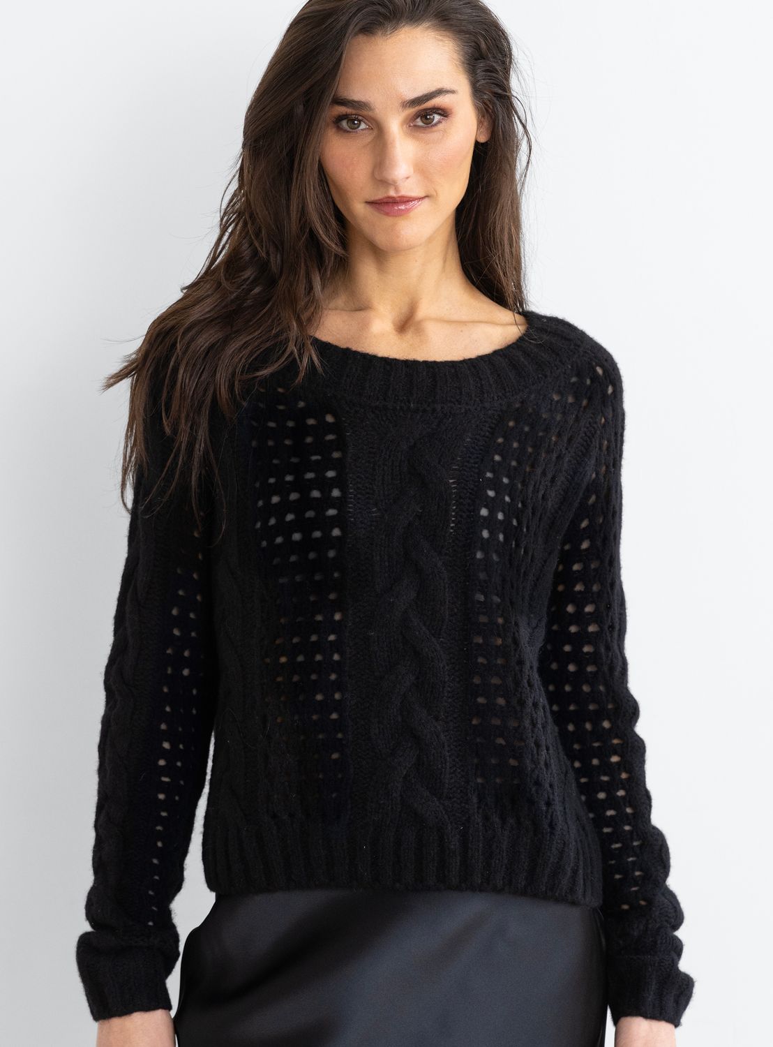 GO OPEN AIR SWEATER, Color: BLACK, SIZE: XS