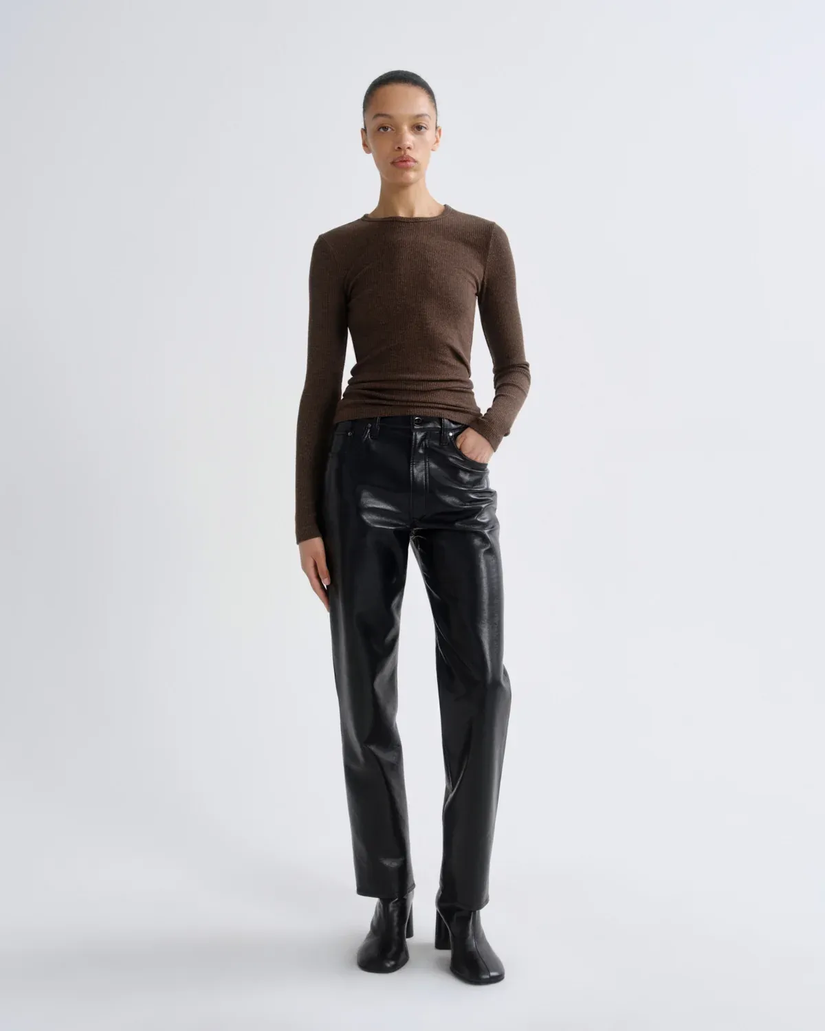LANA JEAN (RECYCLED LEATHER), Color: BLACK, SIZE: 24