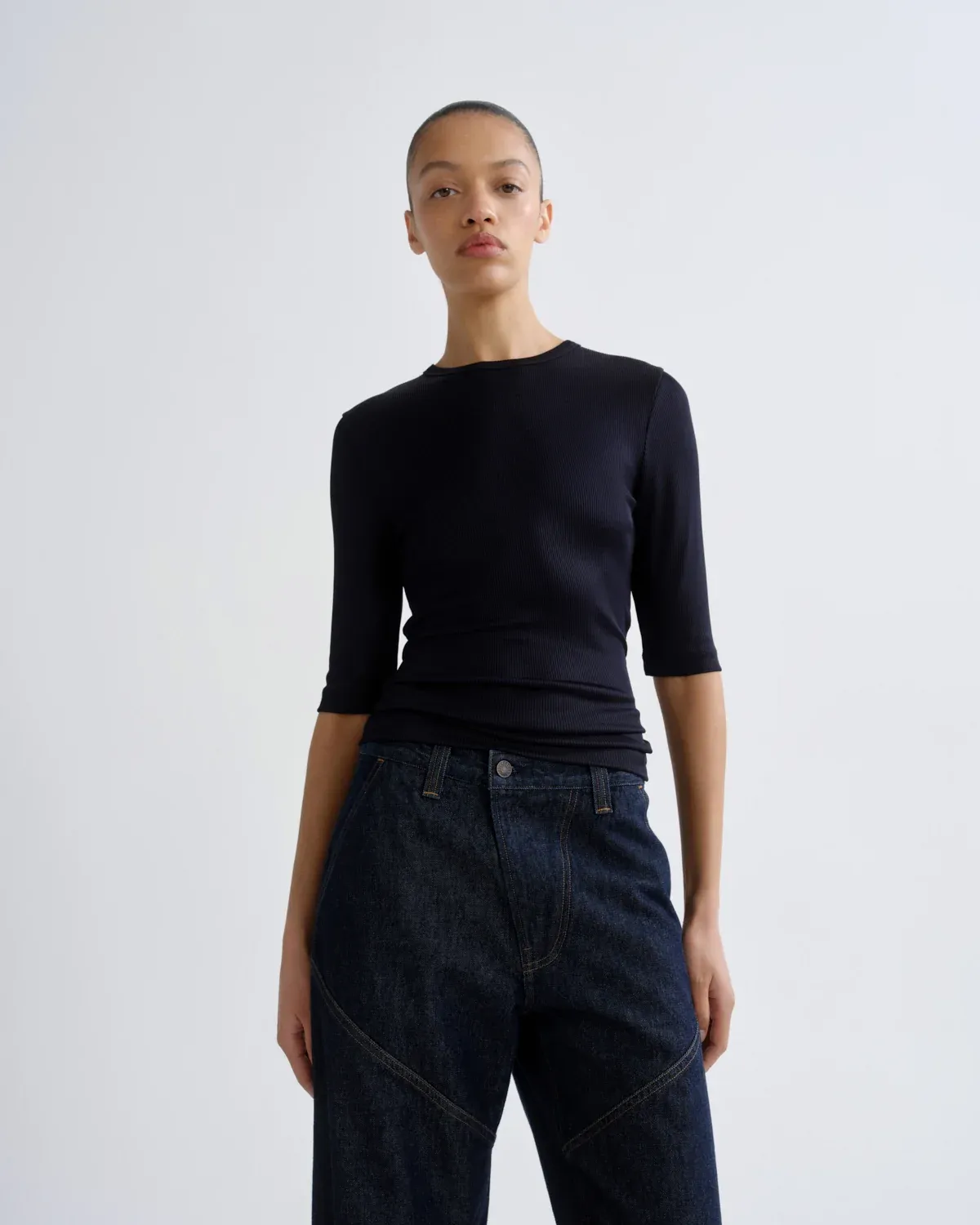 SAIGE TEE, Color: NAVY, SIZE: XS