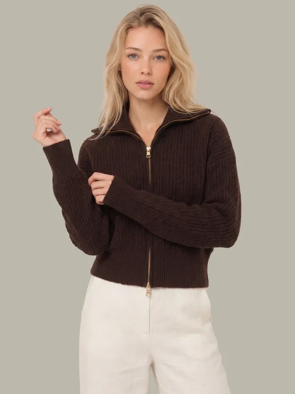 WESLEY CROPPED ZIP FUZZY JACKET