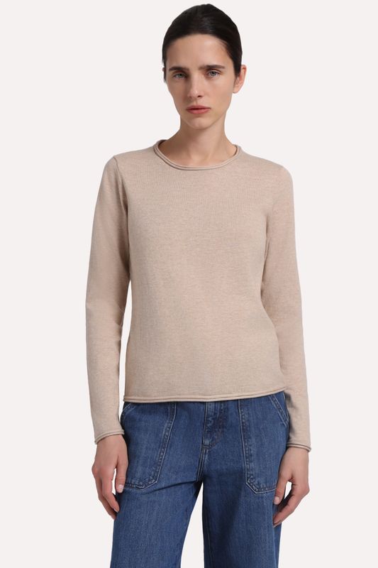 LS CREW NECK W/ ROLLED TRIMS