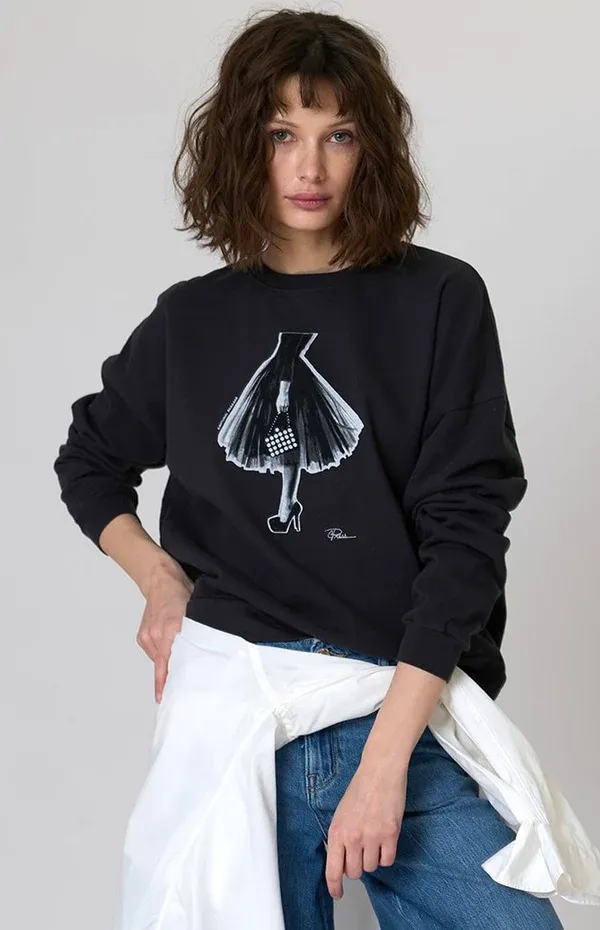 EMOTIONAL BAGGAGE COZY SWEATSHIRT, Color: WORN BLACK, SIZE: XS