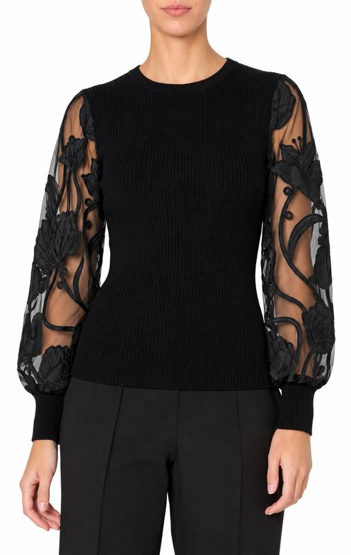 ETTA COMBO SLEEVE KNIT PULLOVER