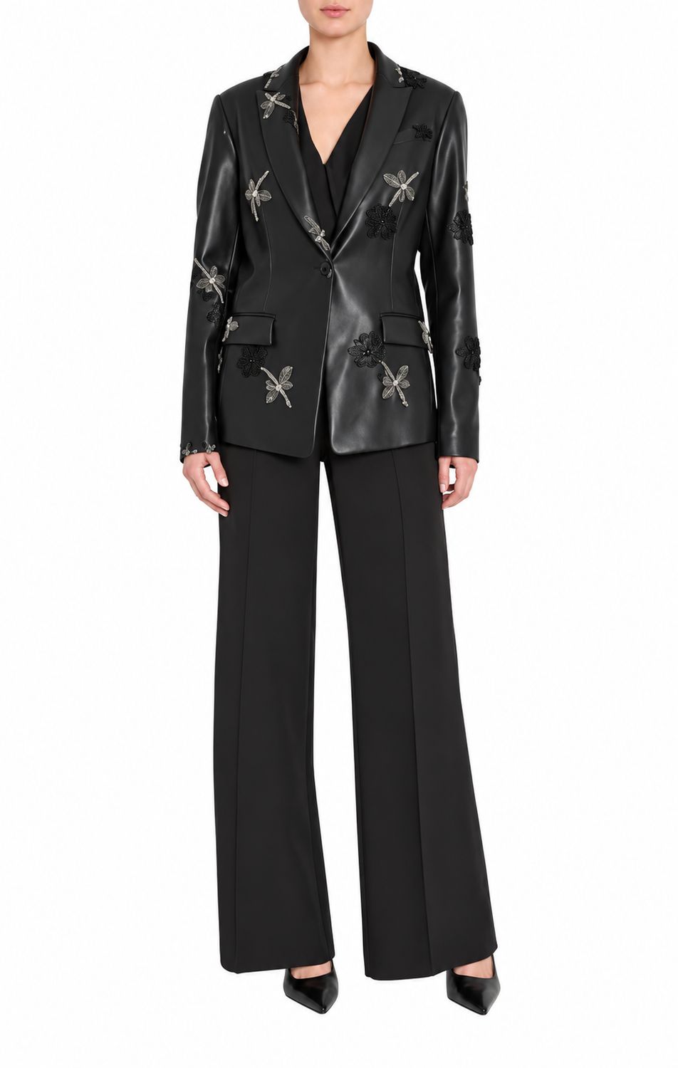 AVERY BEADED LEATHER JACKET, Color: BLACK, SIZE: M