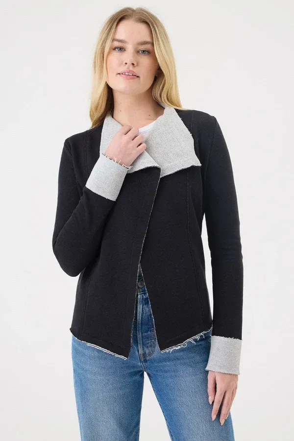 MELROSE DRAPE JACKET, Color: BLACK, SIZE: XS