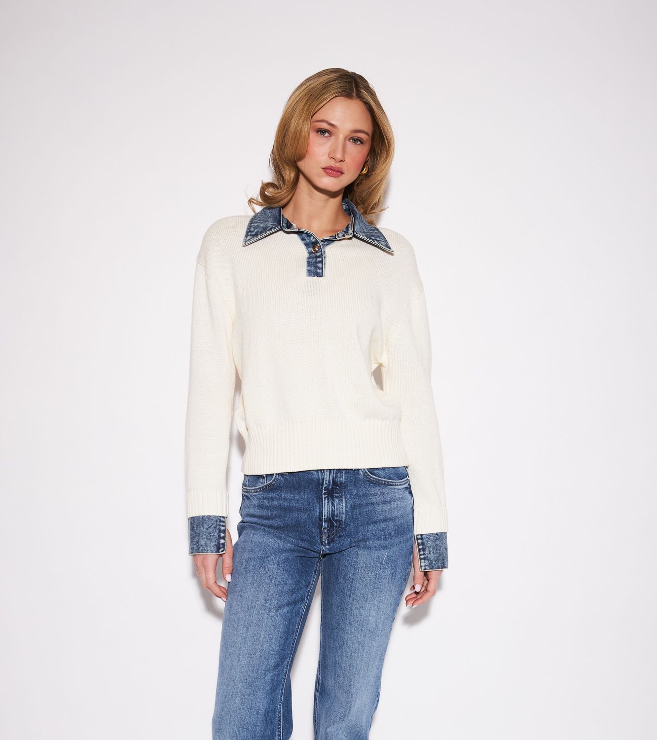 ELTON SWEATER, Color: OXFORD DENIM, SIZE: XS