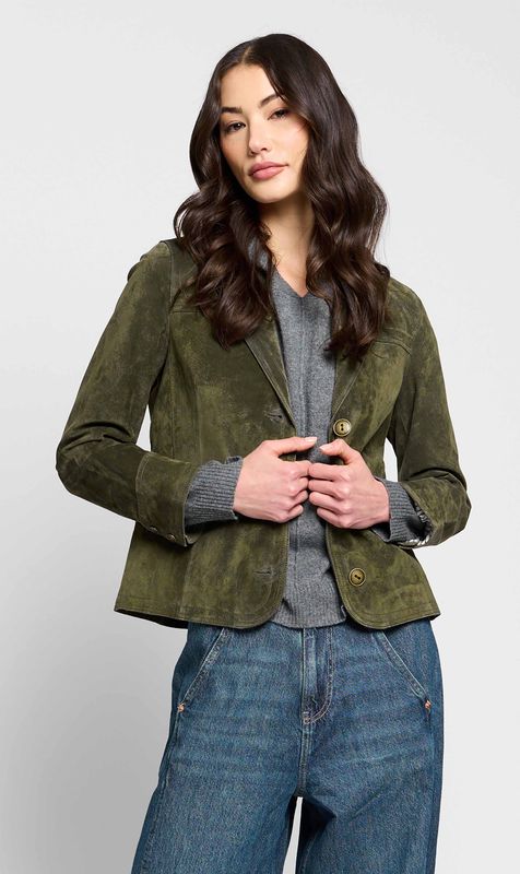 VESPER GENUINE SUEDE TOPSTITCH BLAZER