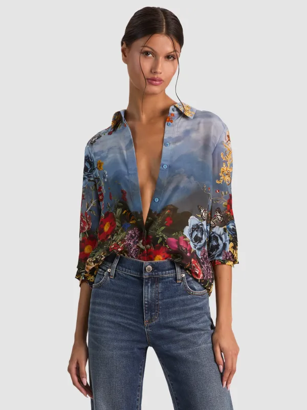 WILLA PLACKET SILK BLOUSE