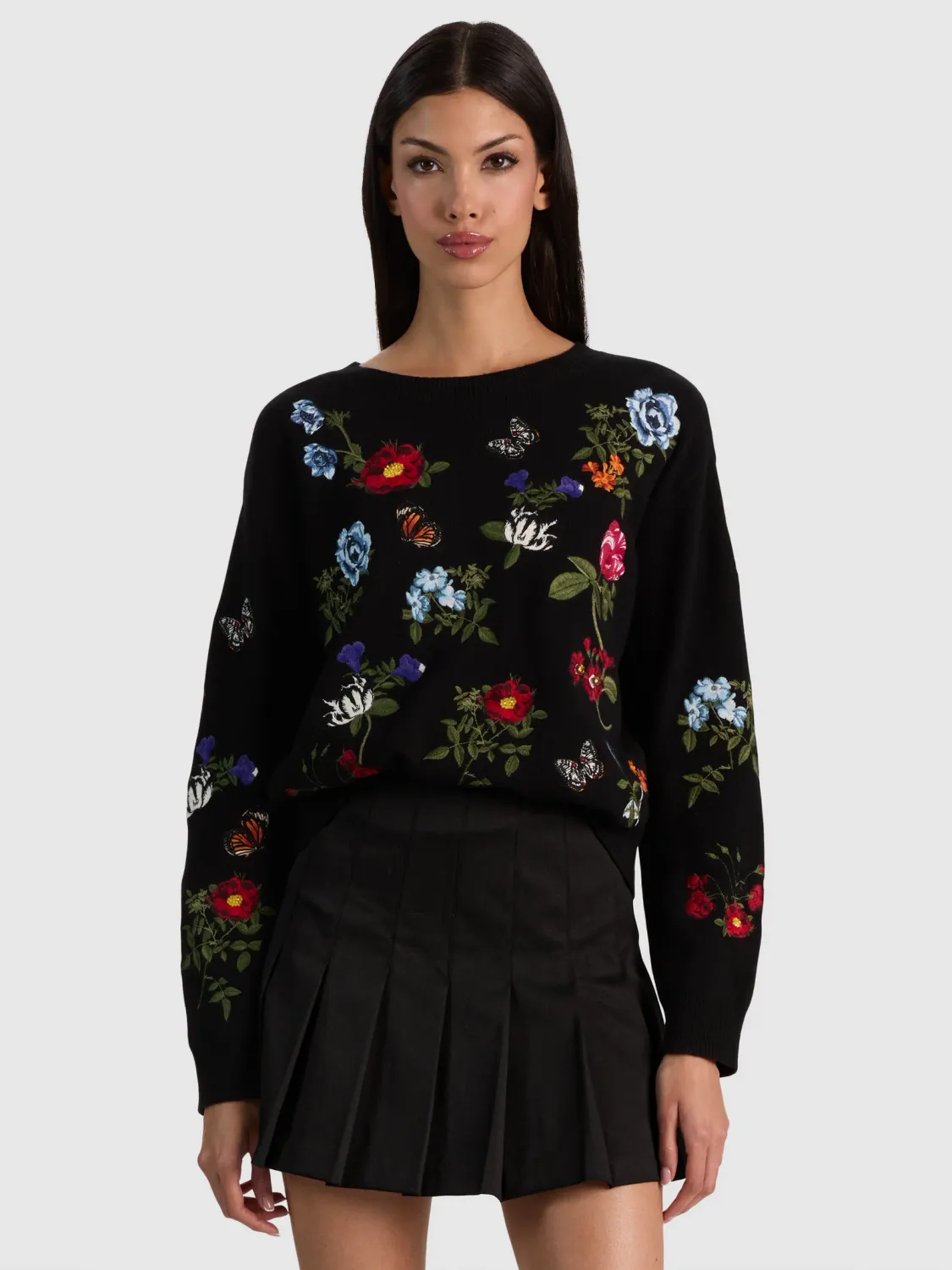 TEANNA EMBELLISHED PULLOVER, Color: BLACK MULTI, SIZE: S