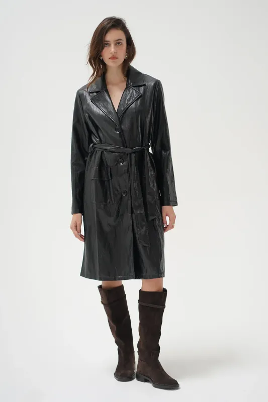 MARLOWE FAUX LEATHER COAT
