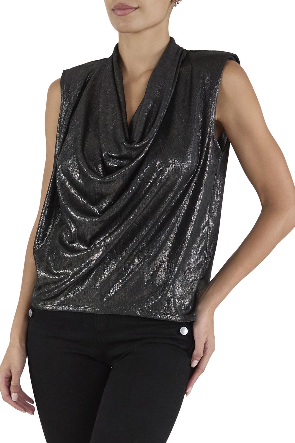 CAMILA TOP, Color: GUNMETAL, SIZE: XS