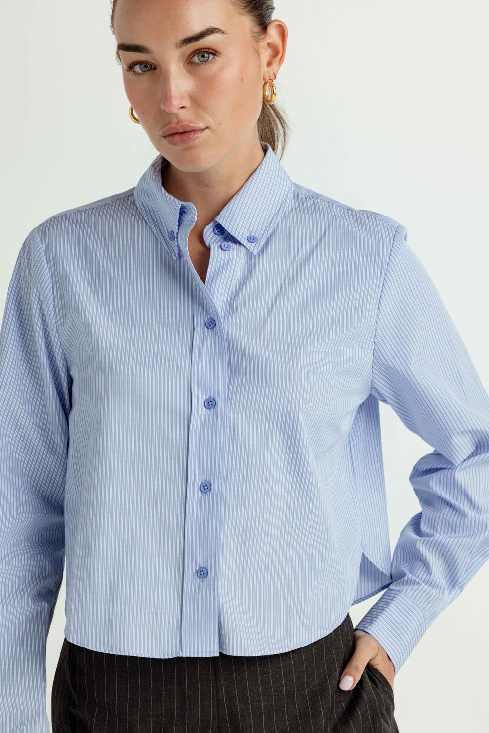 OXFORD STRIPE LEXIE SHIRT, Color: OXFORD, SIZE: XS